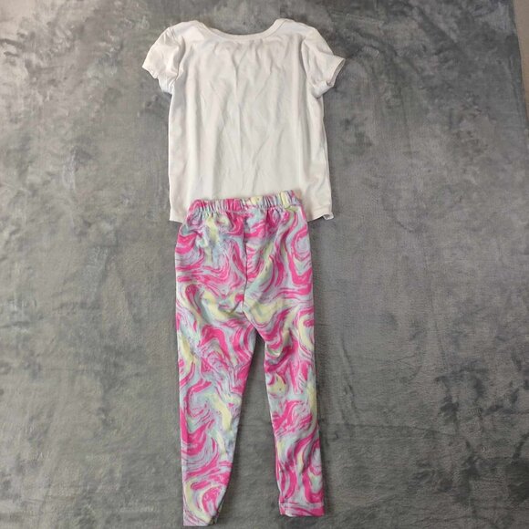 Champion Pajama set Girl 3T White pink Yellow Shortsleeve Shirt Vibrant Joggers - Picture 1 of 9